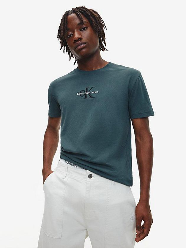 Calvin Klein USA Slim Organic Cotton Logo Mens T-Shirt Green 7139586-HJ